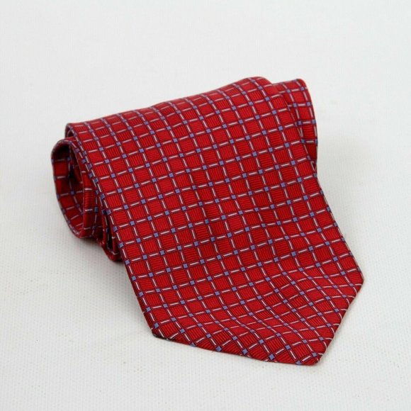 Brooks Brothers Other - Brooks Brothers 346 Red Blue Squares Pattern Pure Silk Mens Necktie Tie Ties USA